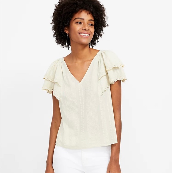 LOFT Tops - NWT LOFT Flutter Sleeve Blouse